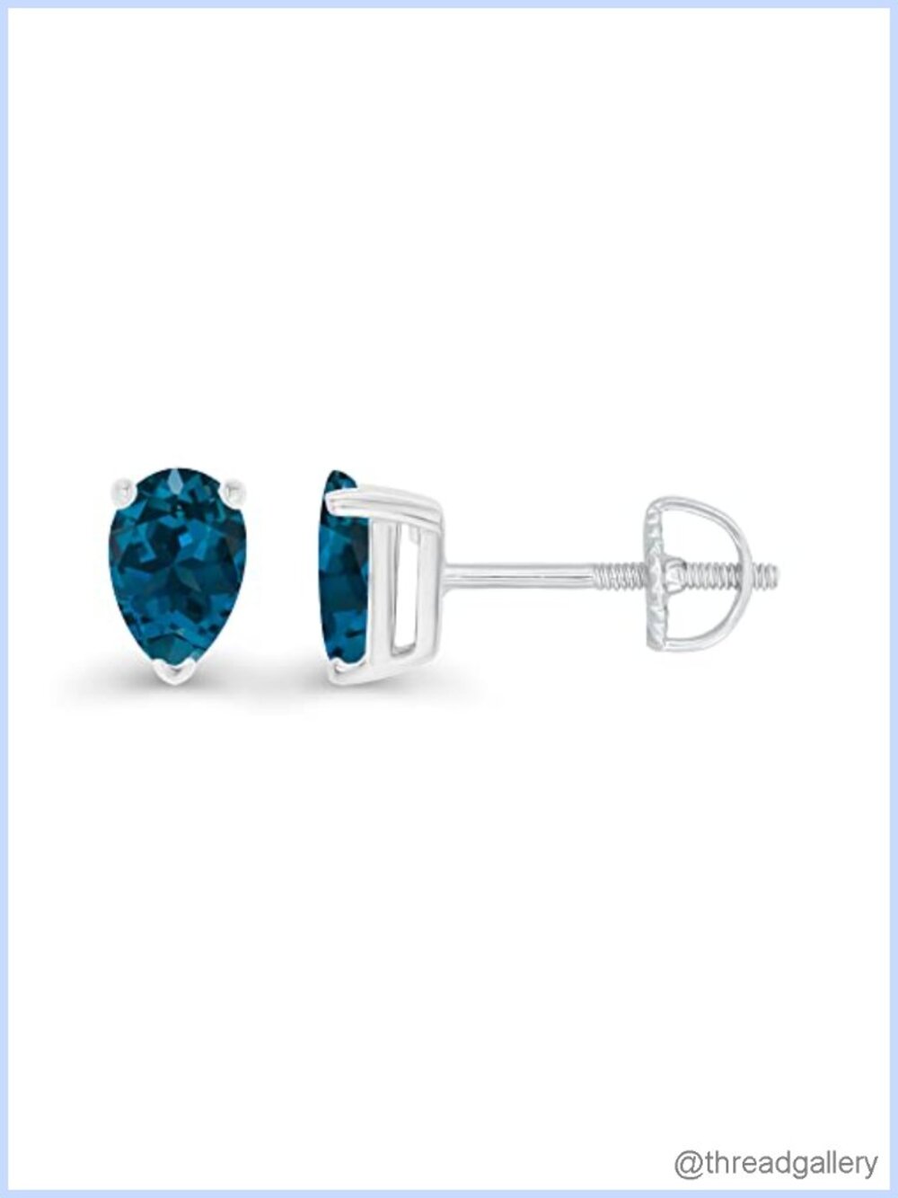 14K Gold Plated Sterling Silver Pear Cut Birthstone Screwback Stud Earrings